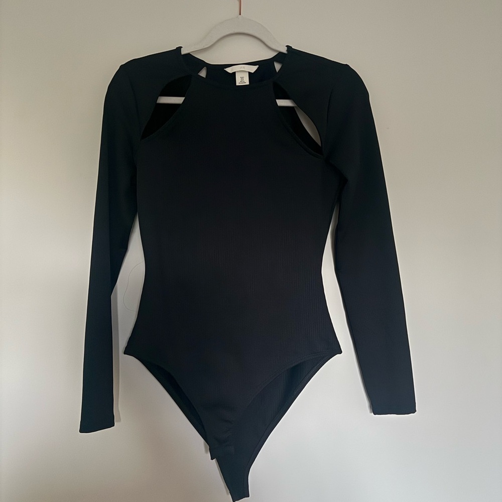 H&M Dark Blue Long Sleeve Ribbed Bodysuit